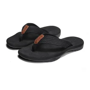 (1 pair) Size 45 Water repellent beach toe separator rubber bath sandals - Black