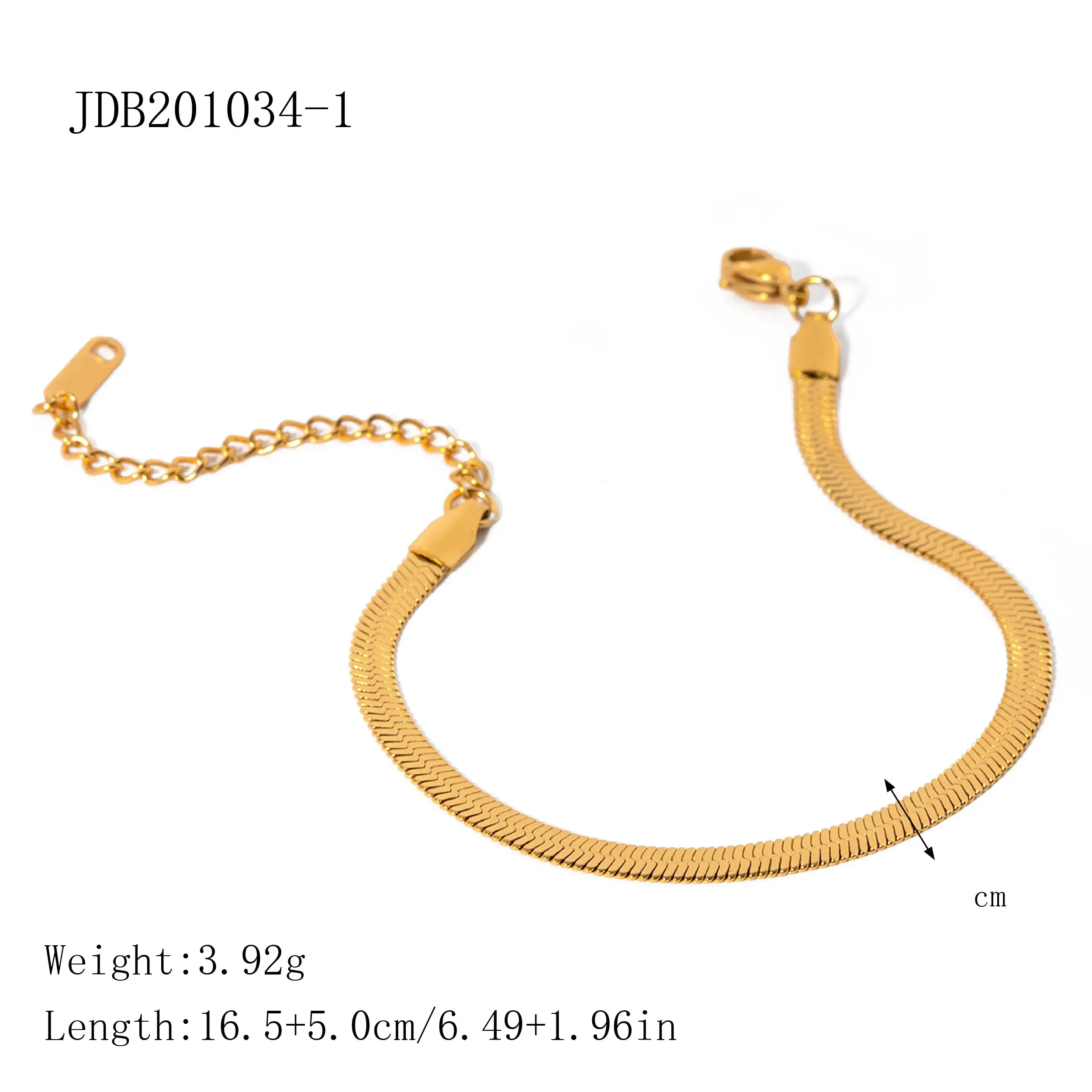 18k Gold Plated Minimalist Snake Flat Chain Bracelet Women