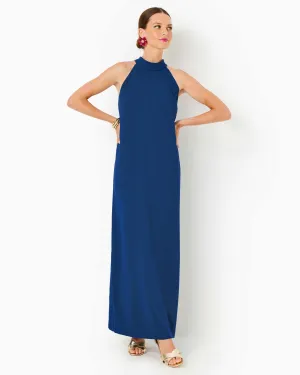 Alaric Halter Maxi Dress, Blue Med