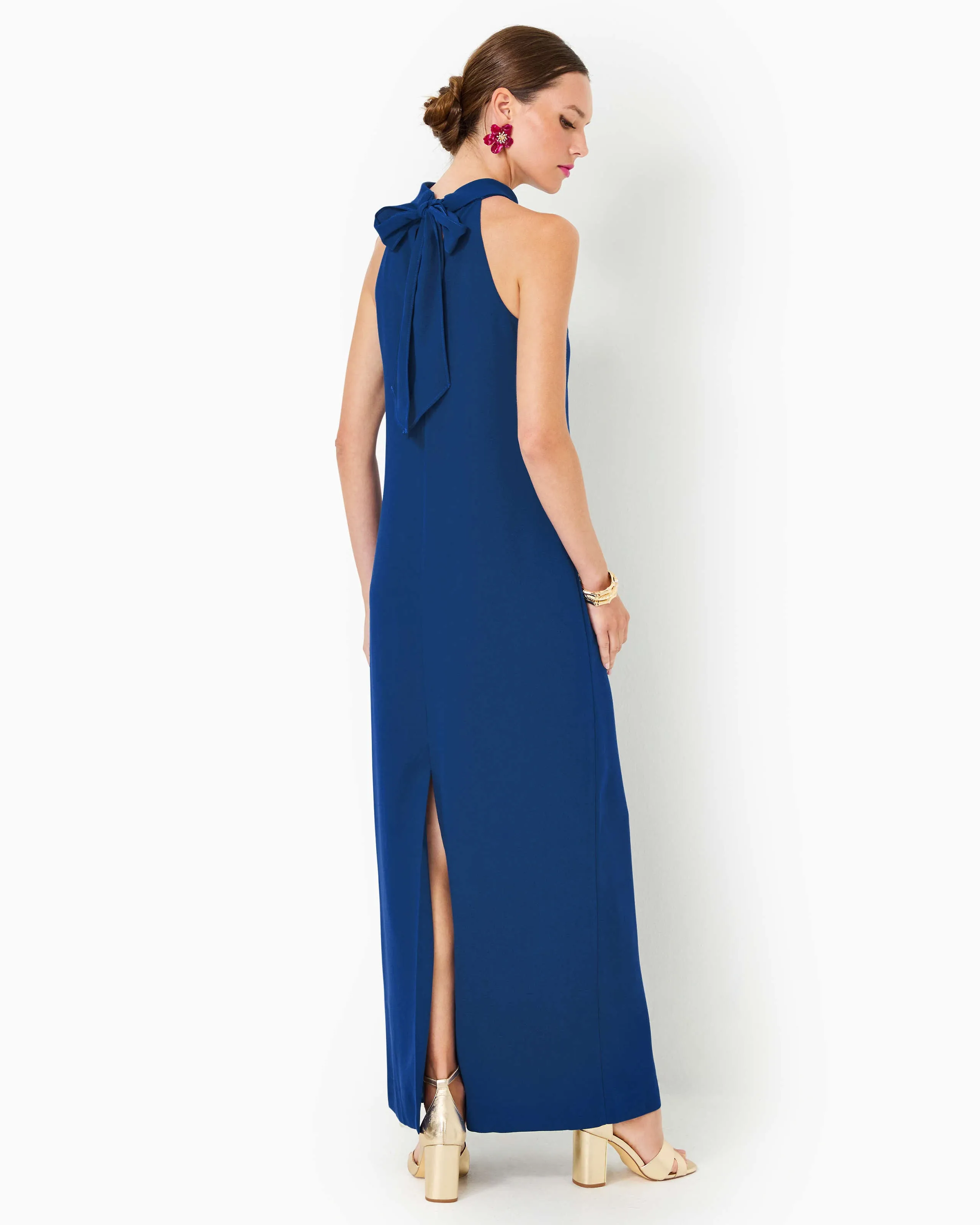 Alaric Halter Maxi Dress, Blue Med