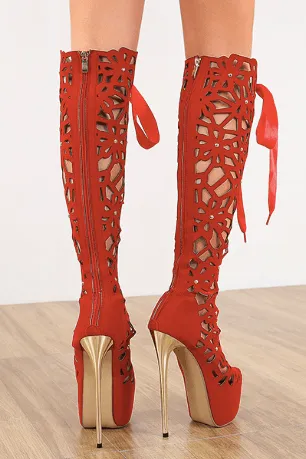American catwalk high-heeled ribbon sandals