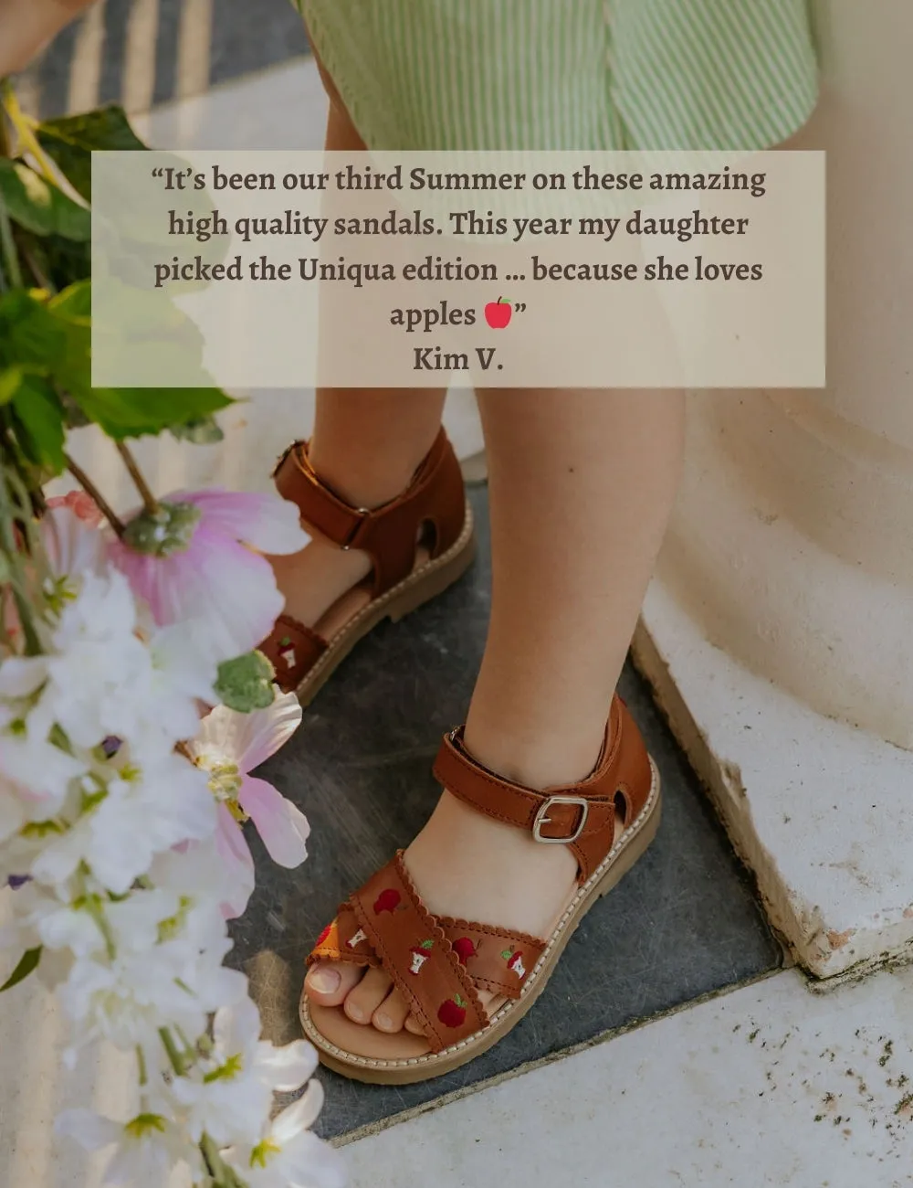 Apple Crossover Scallop Sandal - Cognac