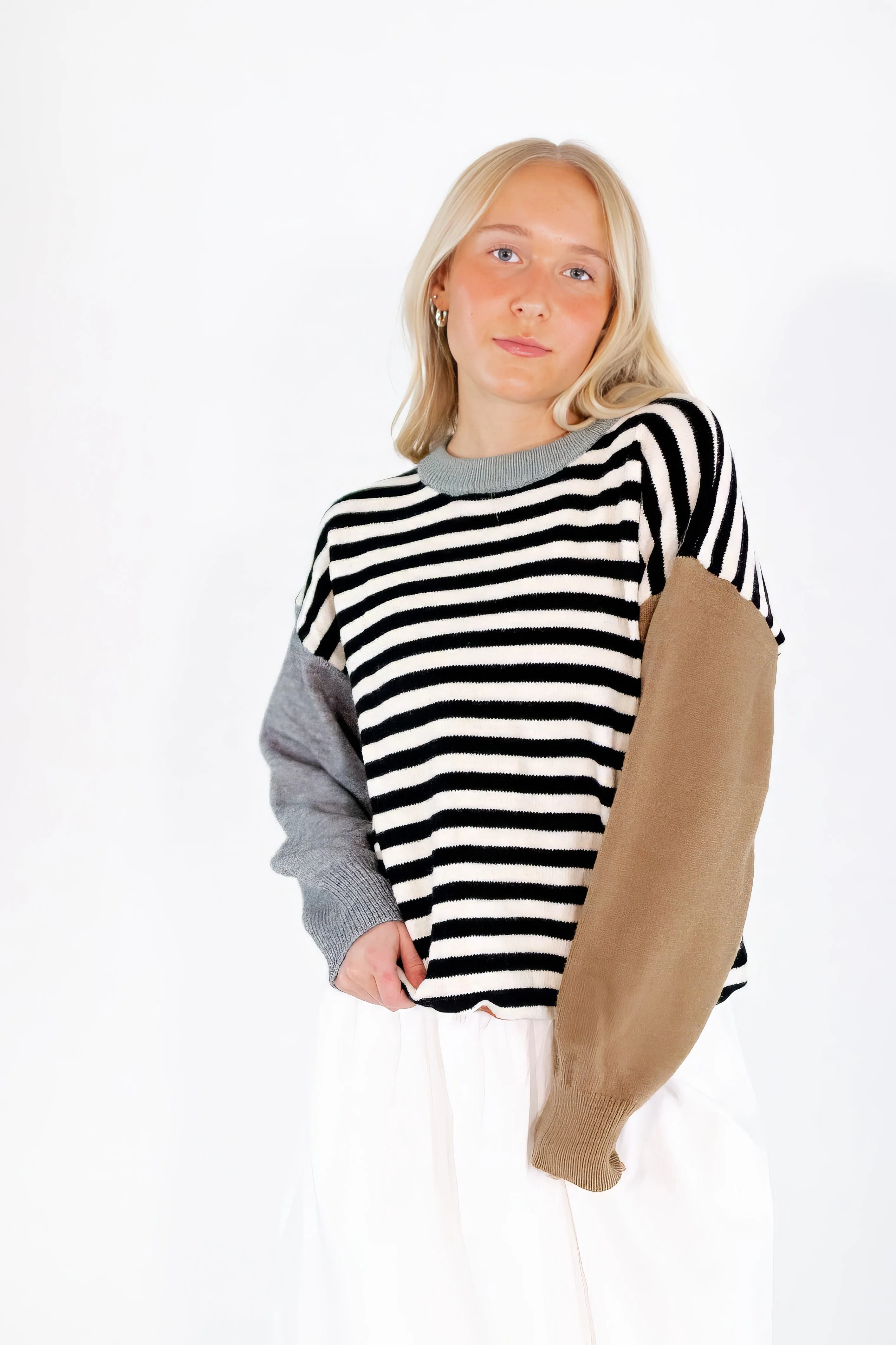 Aria Color Blocked Knit Sweater
