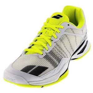 Babolat Men's jet team all court tennis shoe, White/Yellow