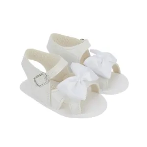 Baby Girls White Soft Sole Summer Sandals With Bow Detail