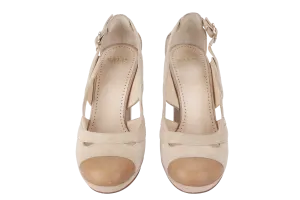 BALLY HEELS LIGHT NUDE SUEDE SIZE 34.5