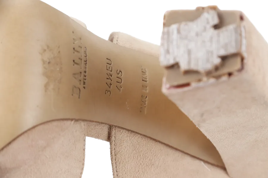BALLY HEELS LIGHT NUDE SUEDE SIZE 34.5