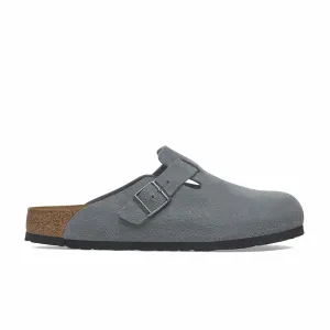 Birkenstock Men's Boston Soft Footbed Suede Leather - Regular (Basalt Gray)