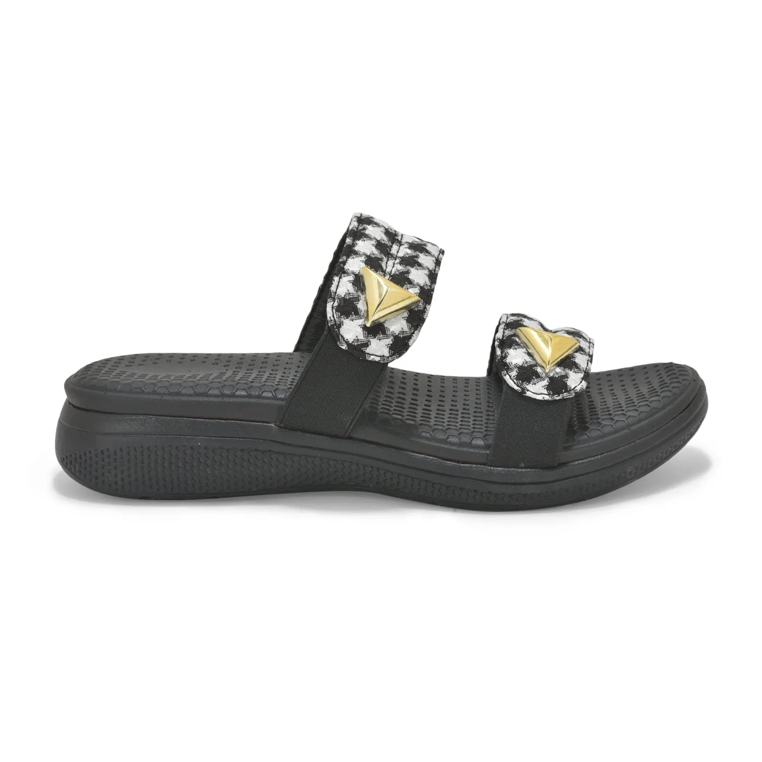 Black Checkered Jes Slides