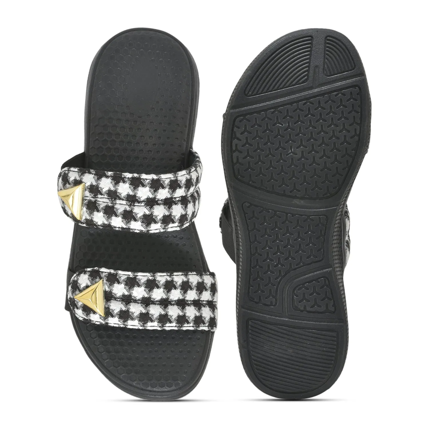 Black Checkered Jes Slides