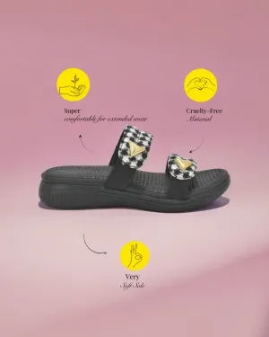 Black Checkered Jes Slides