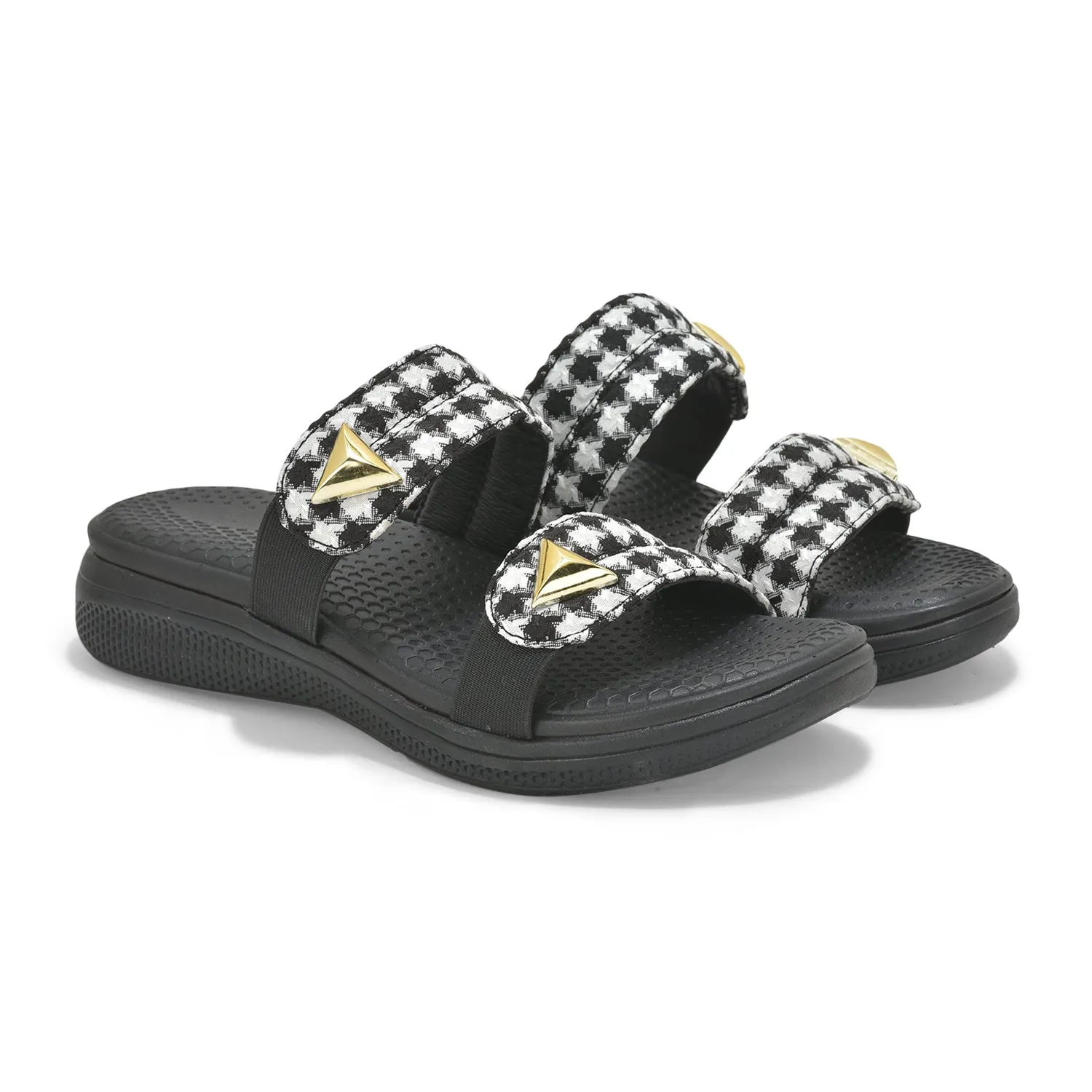 Black Checkered Jes Slides