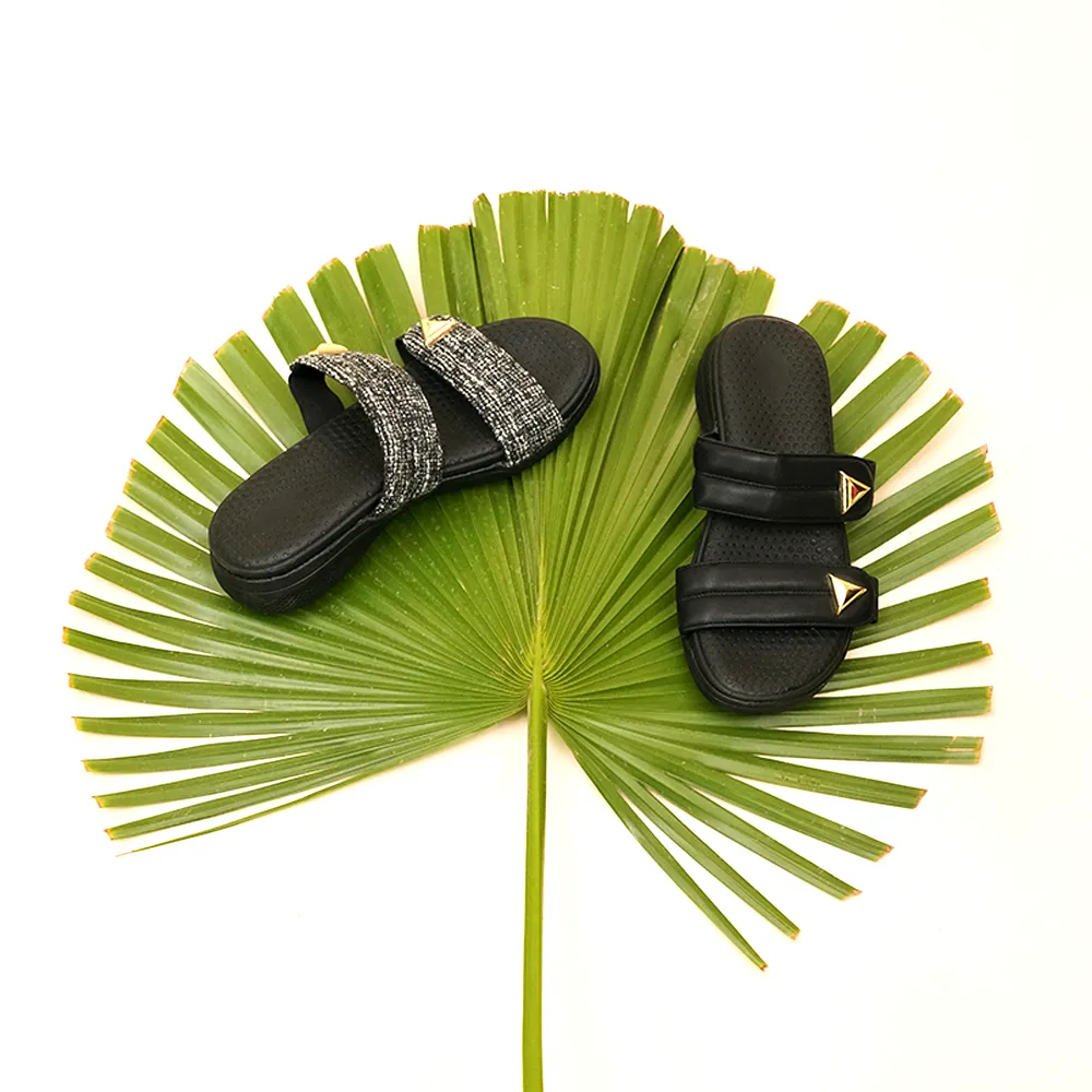 Black Checkered Jes Slides