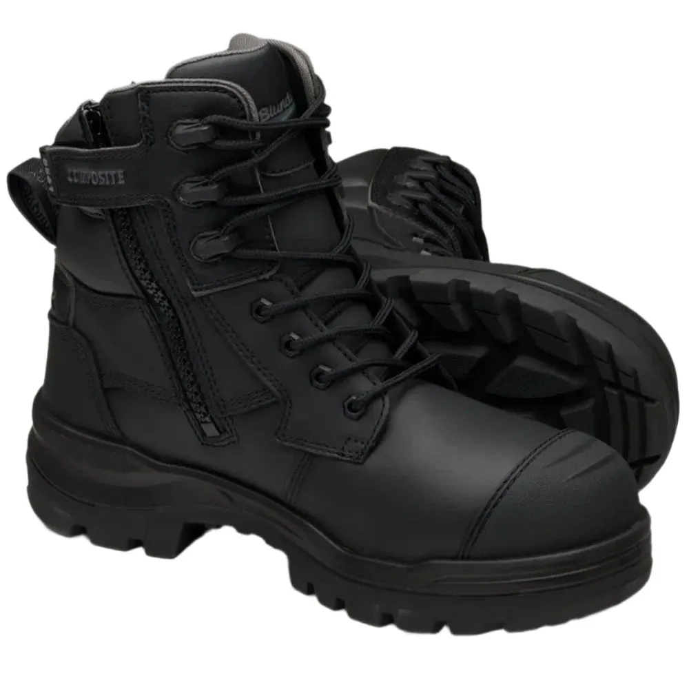 Blundstone Rotoflex Black Water Resistant Leather 150mm Zip Side Composite Toe Safety Boot (8561) (Pre Order)