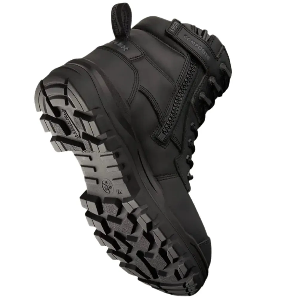 Blundstone Rotoflex Black Water Resistant Leather 150mm Zip Side Composite Toe Safety Boot (8561) (Pre Order)