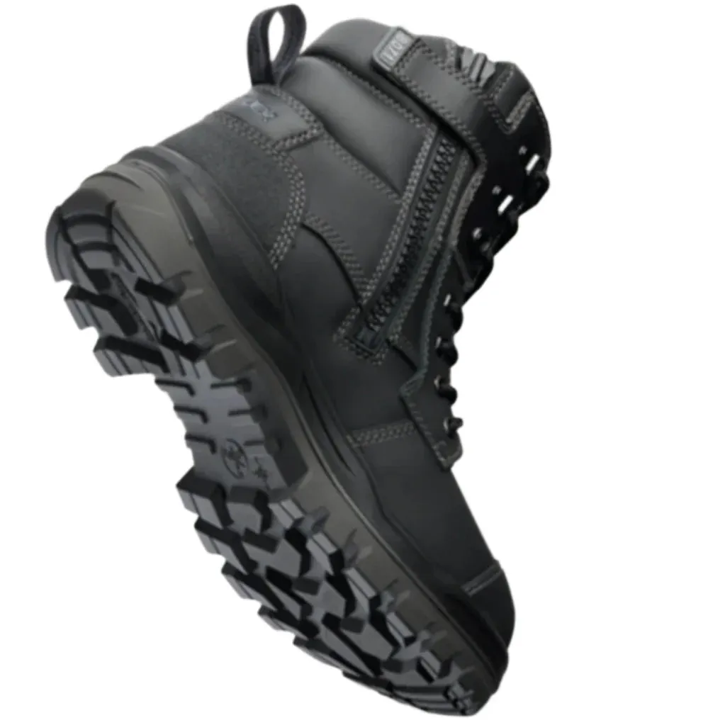 Blundstone Rotoflex Black Water Resistant Platinum Leather 150mm Zip Sided Steel Cap Safety Boot (8071) (Pre Order)