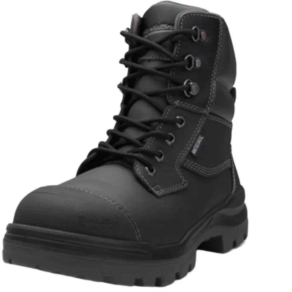 Blundstone Rotoflex Black Water Resistant Platinum Leather 150mm Zip Sided Steel Cap Safety Boot (8071) (Pre Order)