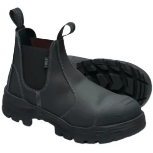 Blundstone Rotoflex Black Water Resistant Platinum Leather Elastic Side Steel Cap Safety Boot (8001) (Pre Order)