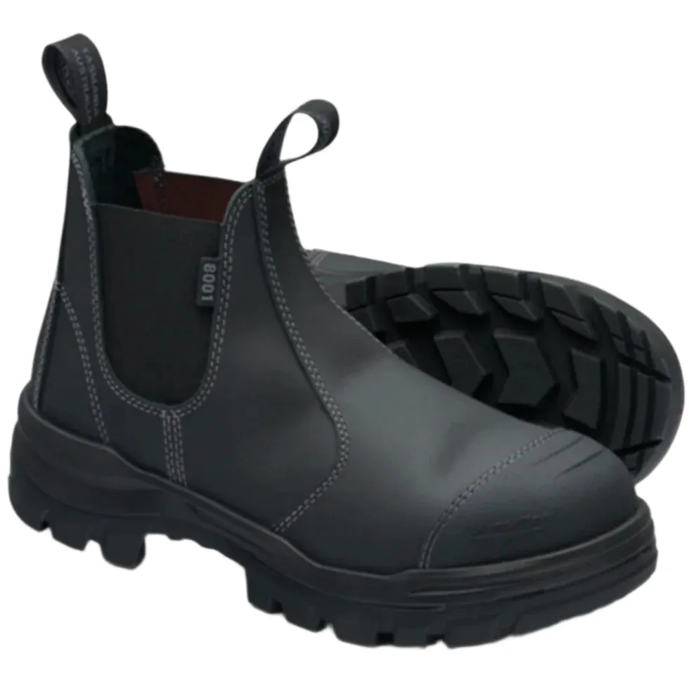 Blundstone Rotoflex Black Water Resistant Platinum Leather Elastic Side Steel Cap Safety Boot (8001) (Pre Order)