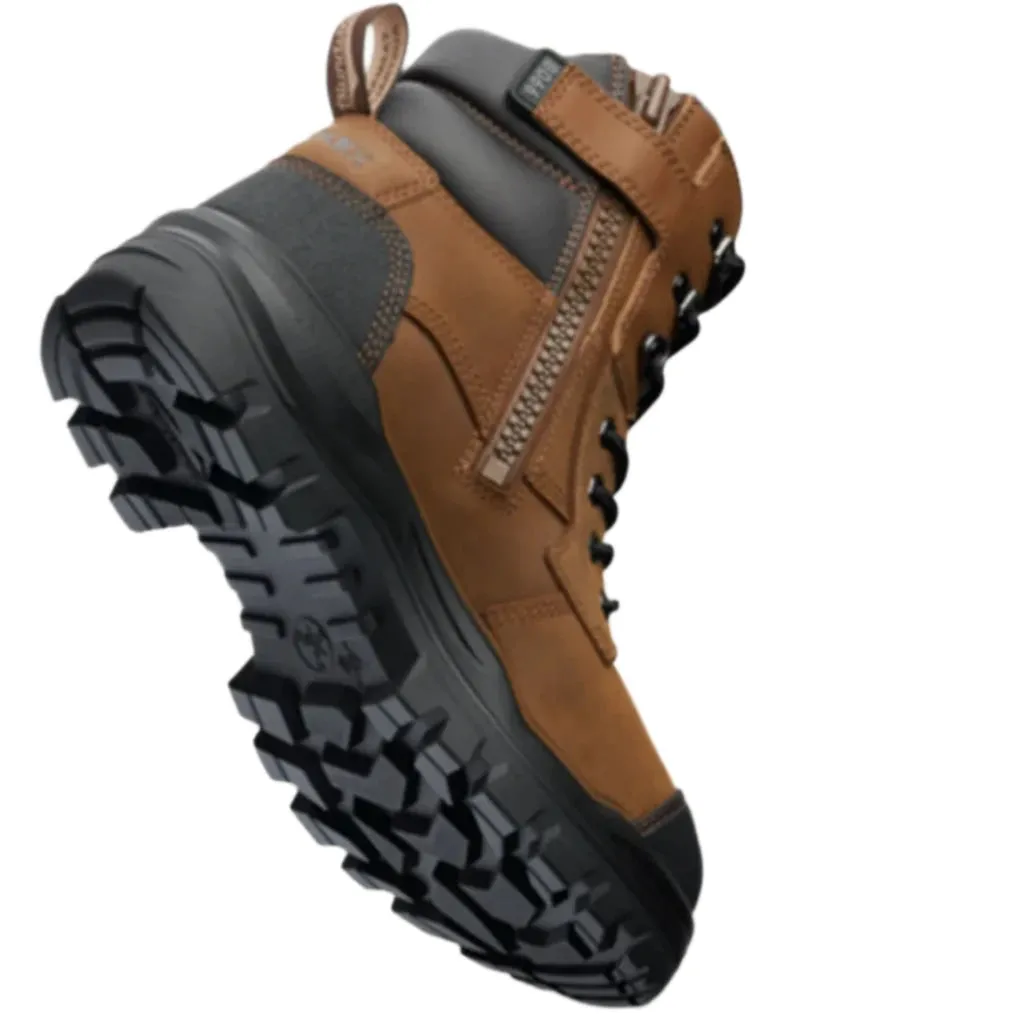 Blundstone Rotoflex Saddle Brown Water Resistant Leather 150mm Zip Sided Steel Cap Safety Boot (8066) (Pre Order)
