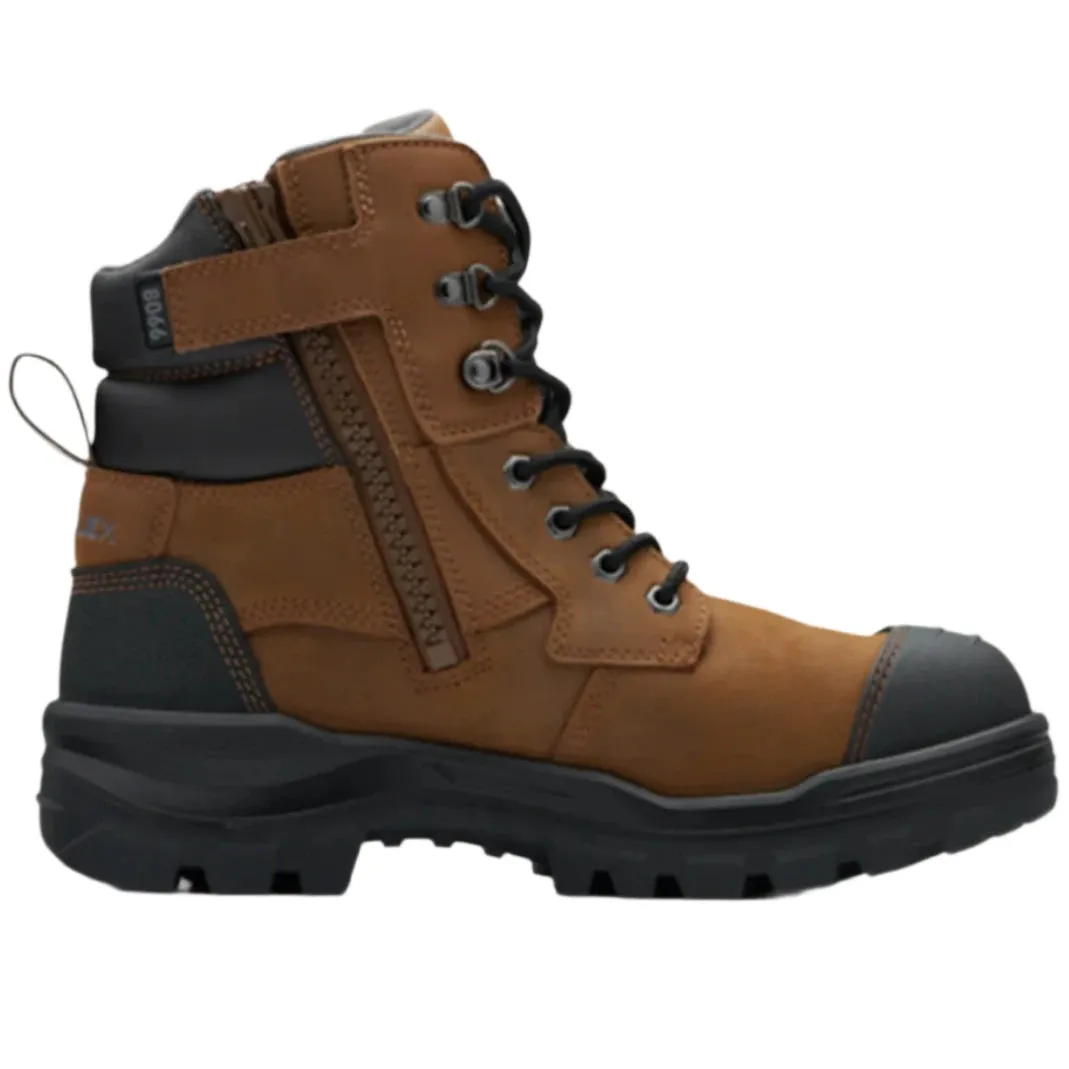 Blundstone Rotoflex Saddle Brown Water Resistant Leather 150mm Zip Sided Steel Cap Safety Boot (8066) (Pre Order)