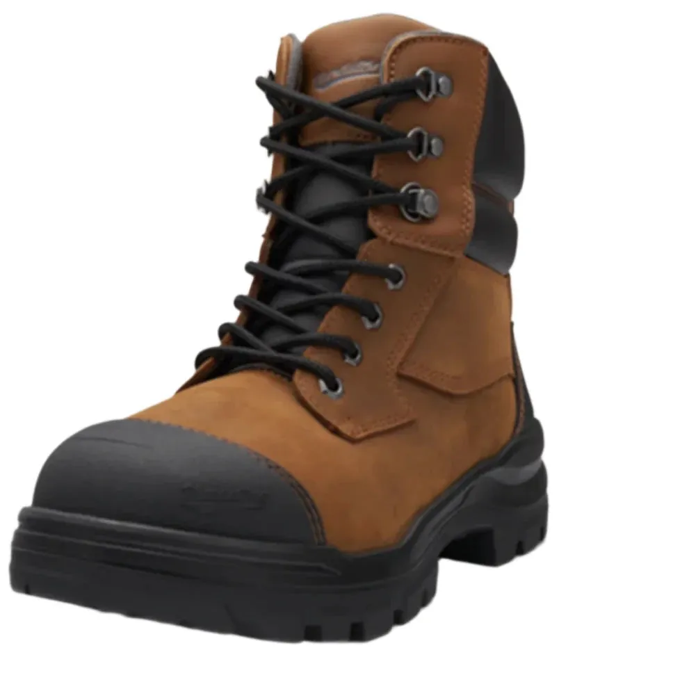 Blundstone Rotoflex Saddle Brown Water Resistant Leather 150mm Zip Sided Steel Cap Safety Boot (8066) (Pre Order)
