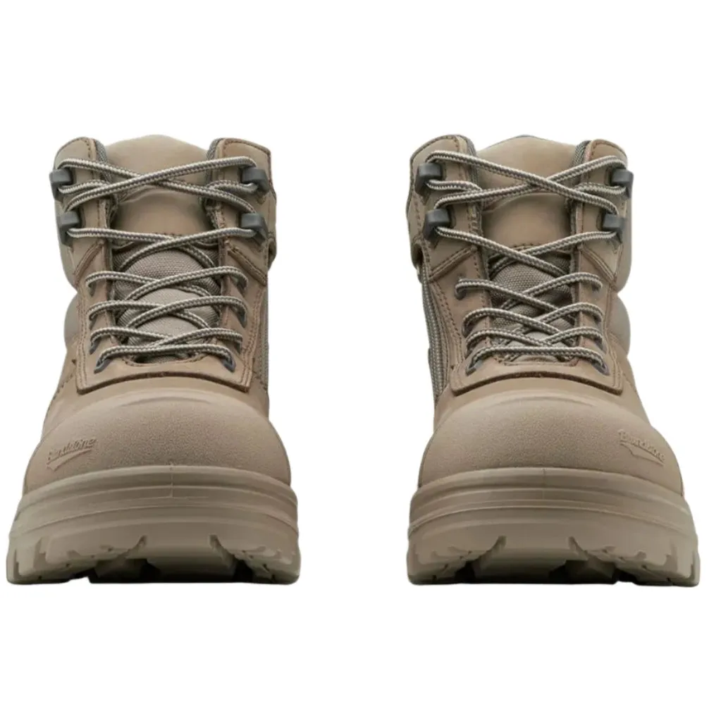Blundstone Rotoflex Stone Water Resistant Nubuck 135mm Zip Sided Steel Cap Safety Boot (8553) (Pre Order)