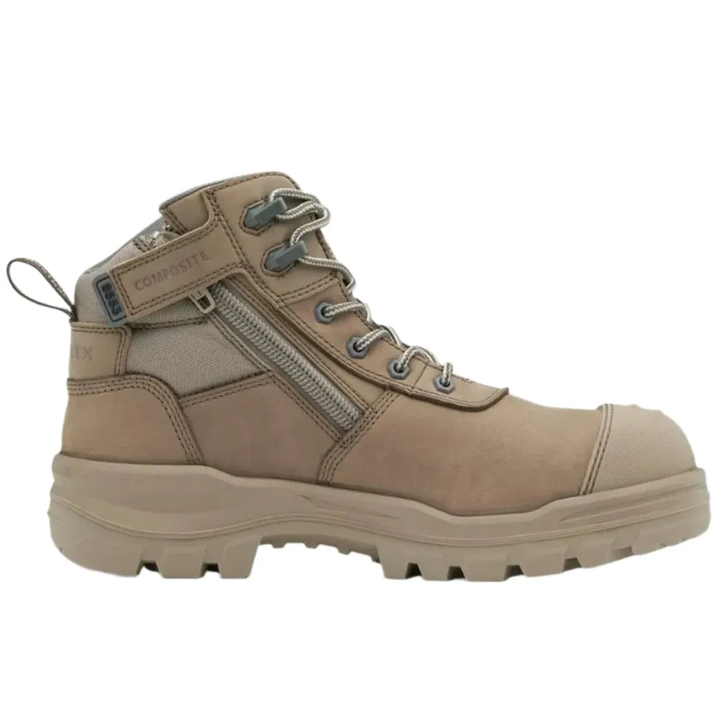 Blundstone Rotoflex Stone Water Resistant Nubuck 135mm Zip Sided Steel Cap Safety Boot (8553) (Pre Order)