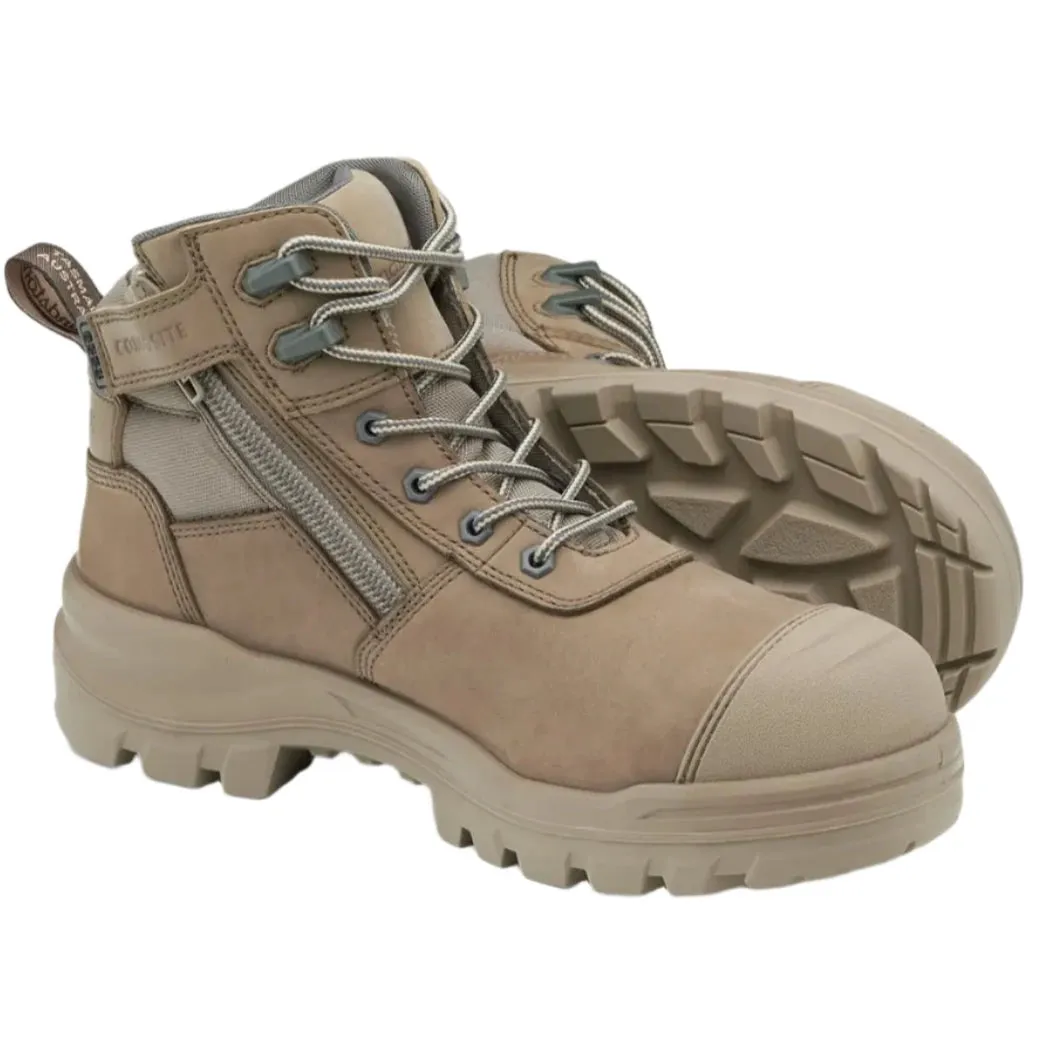 Blundstone Rotoflex Stone Water Resistant Nubuck 135mm Zip Sided Steel Cap Safety Boot (8553) (Pre Order)