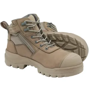 Blundstone Rotoflex Stone Water Resistant Nubuck 135mm Zip Sided Steel Cap Safety Boot (8553) (Pre Order)