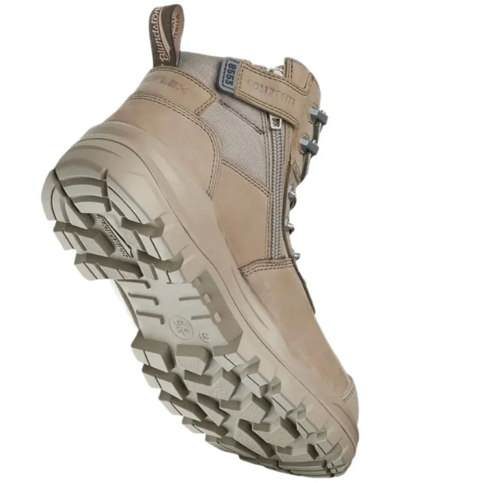 Blundstone Rotoflex Stone Water Resistant Nubuck 135mm Zip Sided Steel Cap Safety Boot (8553) (Pre Order)