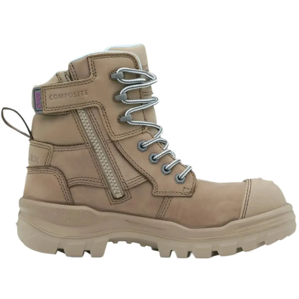 Blundstone Rotoflex Stone Water Resistant Nubuck 150mm Zip Side Composite Toe Womens Safety Boot (8863) (Pre Order)