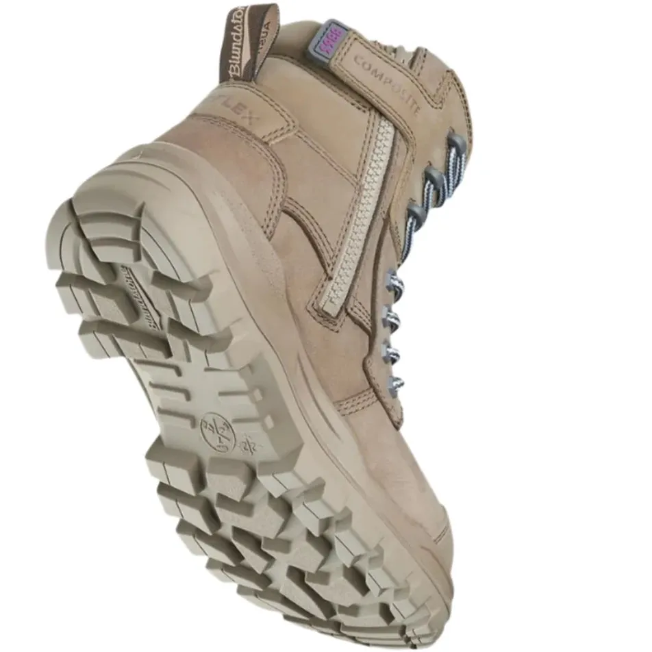 Blundstone Rotoflex Stone Water Resistant Nubuck 150mm Zip Side Composite Toe Womens Safety Boot (8863) (Pre Order)