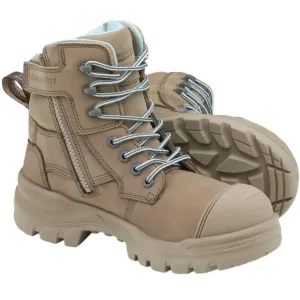 Blundstone Rotoflex Stone Water Resistant Nubuck 150mm Zip Side Composite Toe Womens Safety Boot (8863) (Pre Order)