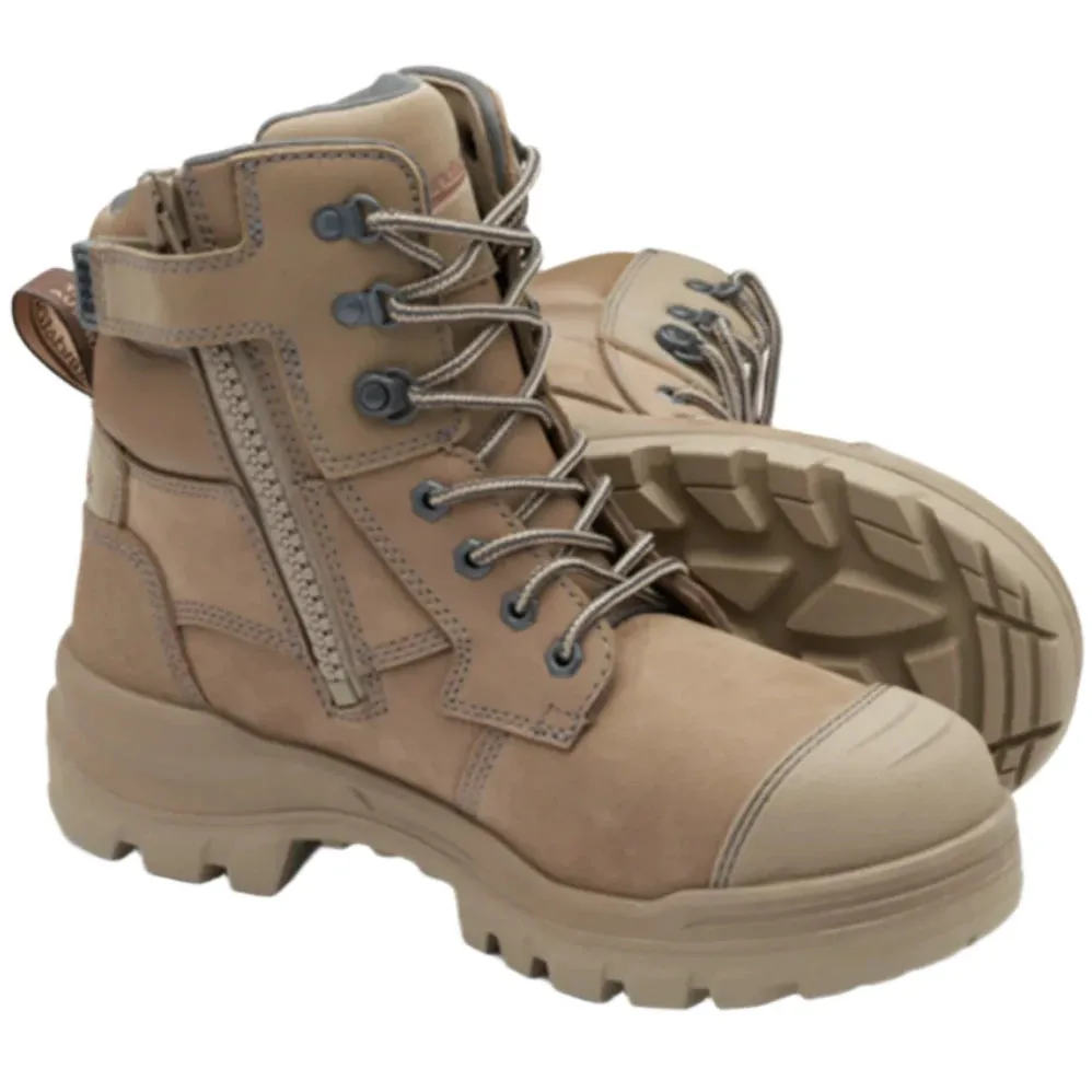 Blundstone Rotoflex Stone Water Resistant Nubuck 150mm Zip Sided Steel Cap Safety Boot (8063) (Pre Order)