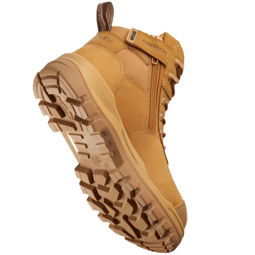 Blundstone Rotoflex Wheat Water Resistant Nubuck 135mm Zip Sided Composite Toe Safety Boot (8550) (Pre Order)