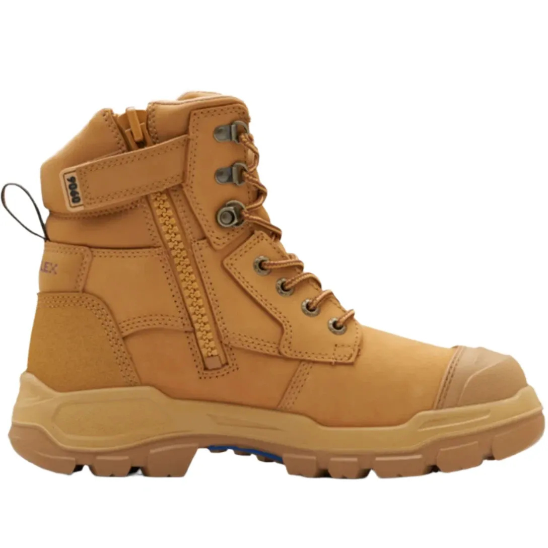 Blundstone Rotoflex Wheat Water Resistant Nubuck 150mm Zip Sided Steel Cap Safety Boot (9060) (Pre Order)