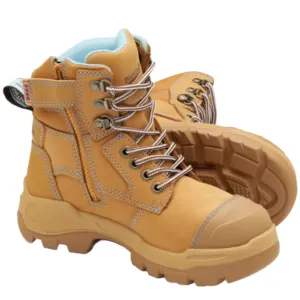 Blundstone Rotoflex Wheat Water Resistant Nubuck 150mm Zip Sided Steel Cap Women's Safety Boot (9960) (Pre Order)