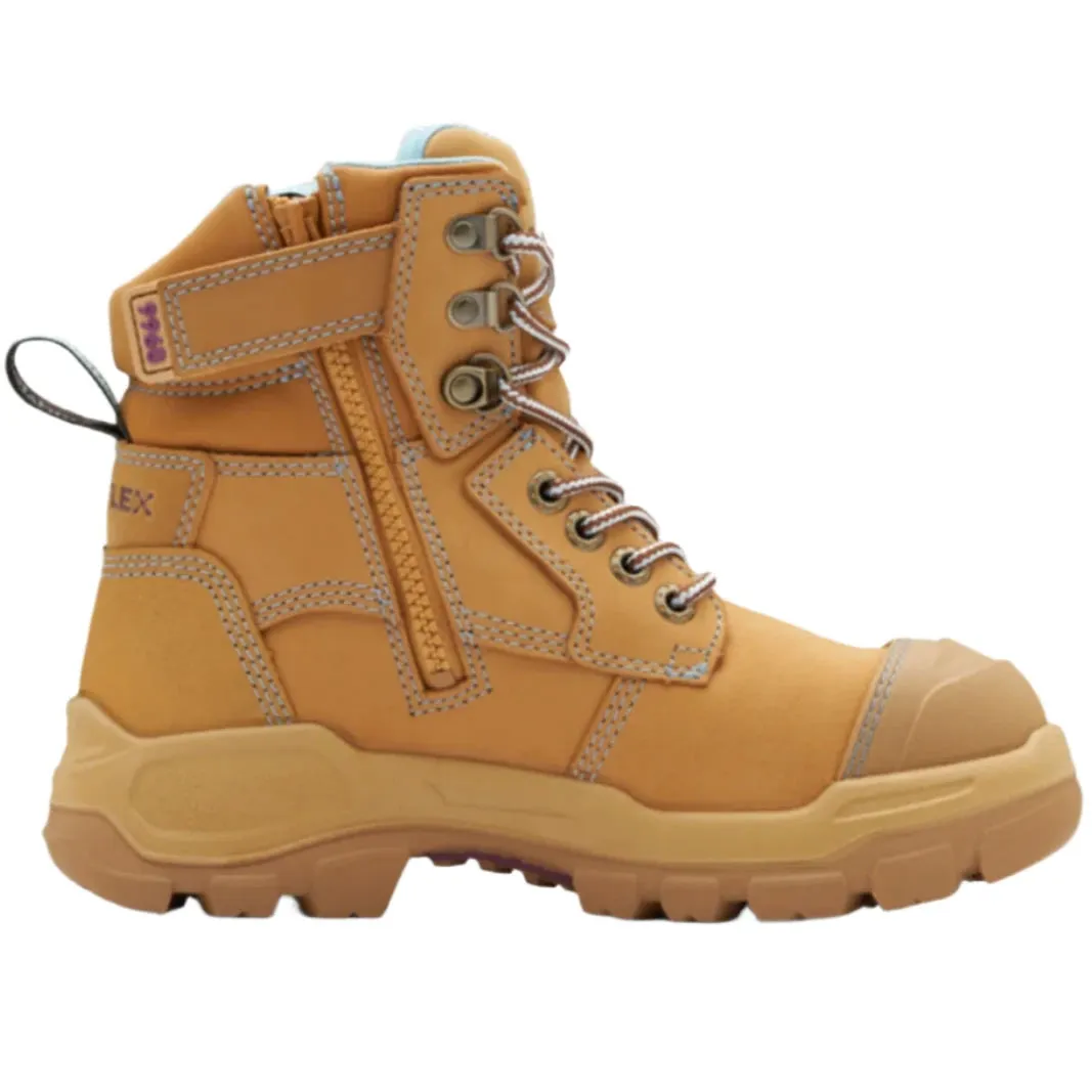 Blundstone Rotoflex Wheat Water Resistant Nubuck 150mm Zip Sided Steel Cap Women's Safety Boot (9960) (Pre Order)