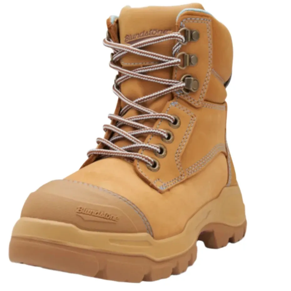 Blundstone Rotoflex Wheat Water Resistant Nubuck 150mm Zip Sided Steel Cap Women's Safety Boot (9960) (Pre Order)