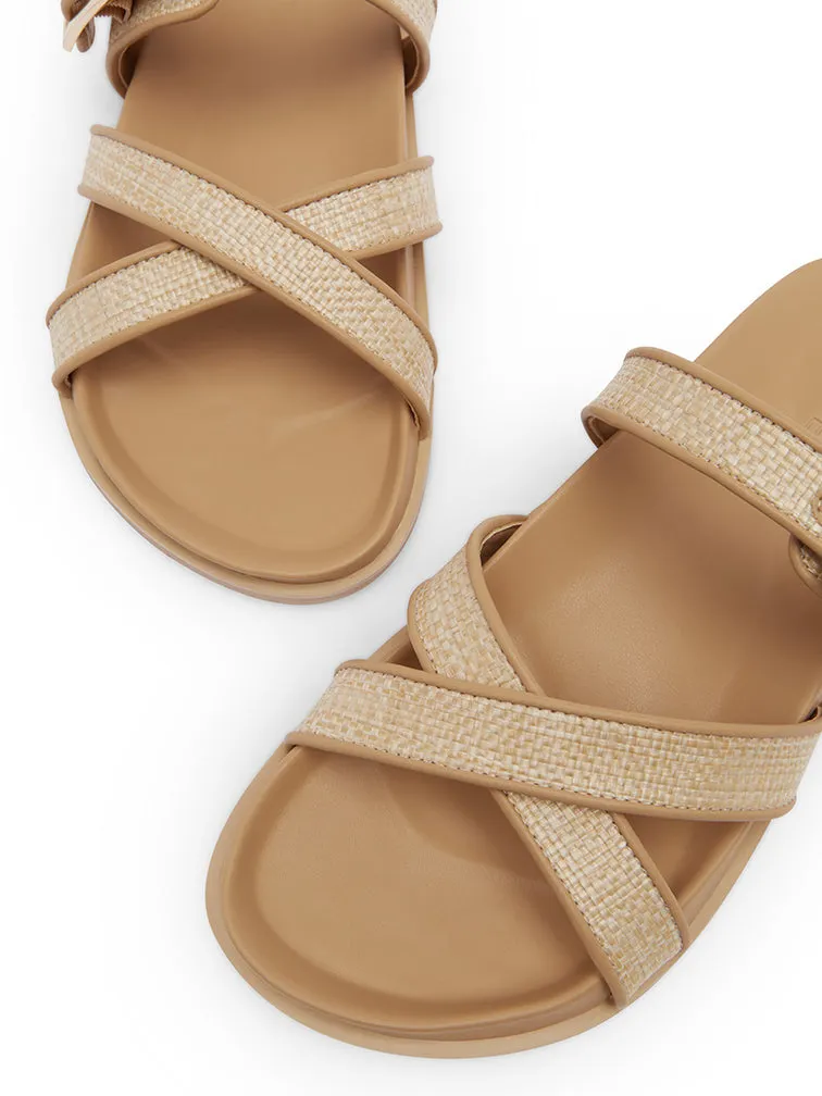 BRIELLE Natural Slide Sandals