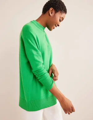Cashmere Boyfriend Crew Jumper-Bright Green