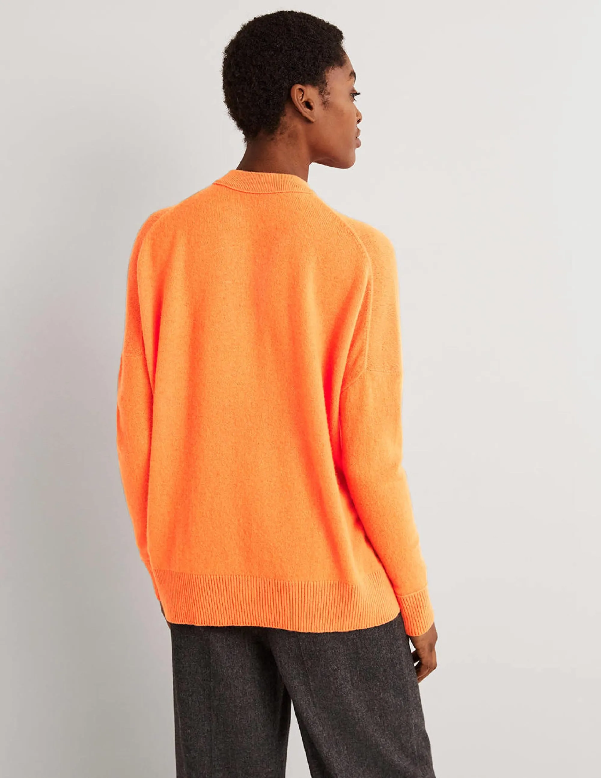 Cashmere Boyfriend Crew Jumper-Neon Orange