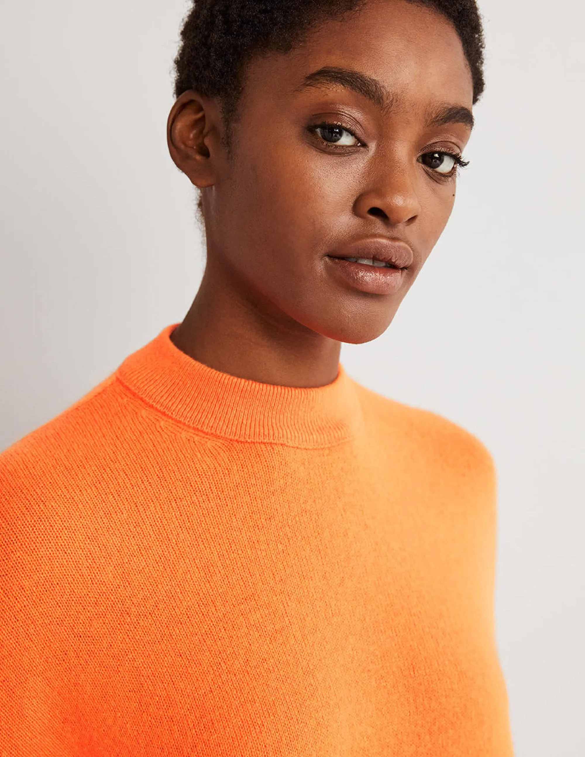 Cashmere Boyfriend Crew Jumper-Neon Orange