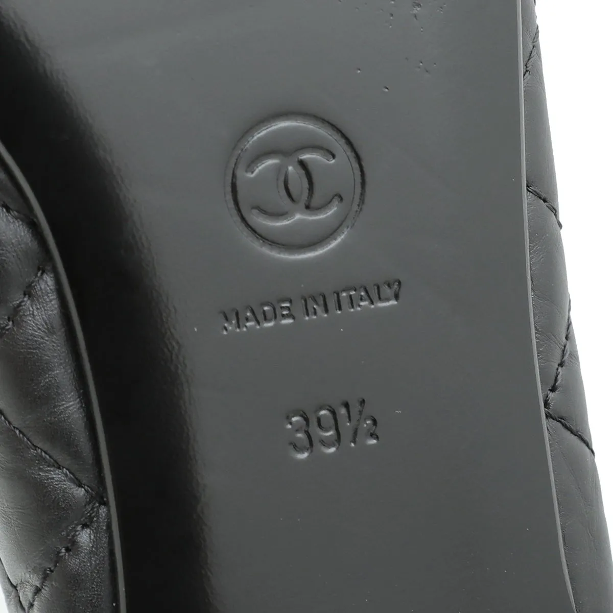 Chanel Black Cap toe Quilted Ballerina Flats 39.5