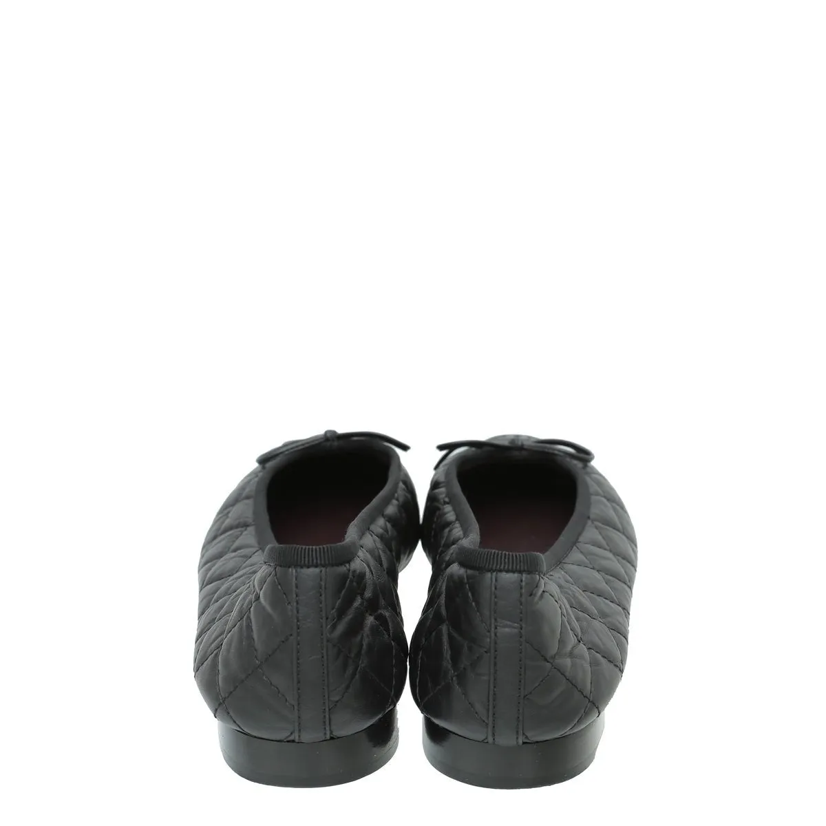 Chanel Black Cap toe Quilted Ballerina Flats 39.5