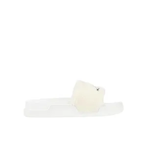 Christian Louboutin Elegant White Pool Slide Sandals with Iconic Red Sole