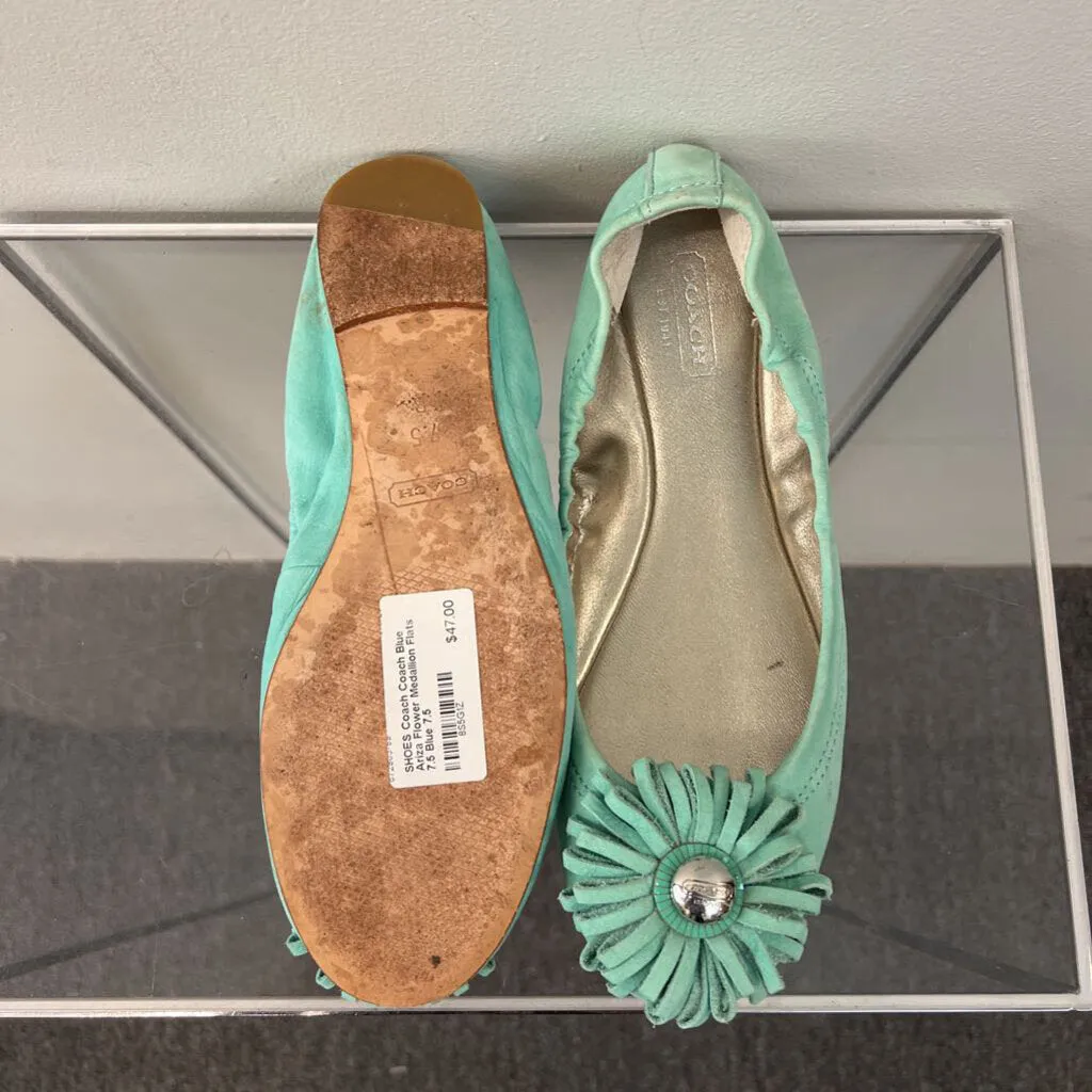 Coach Blue Ariza Flower Medallion Flats 7.5