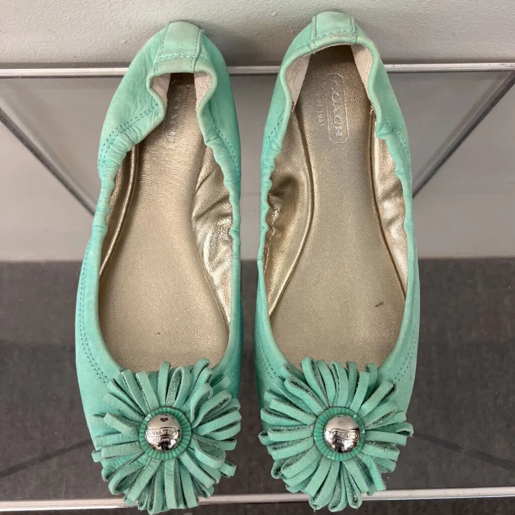 Coach Blue Ariza Flower Medallion Flats 7.5