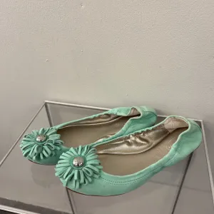 Coach Blue Ariza Flower Medallion Flats 7.5